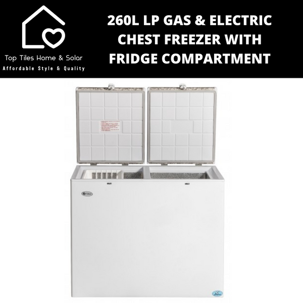 White LP Gas & Electric Double Bin Fridge Freezer- 260L