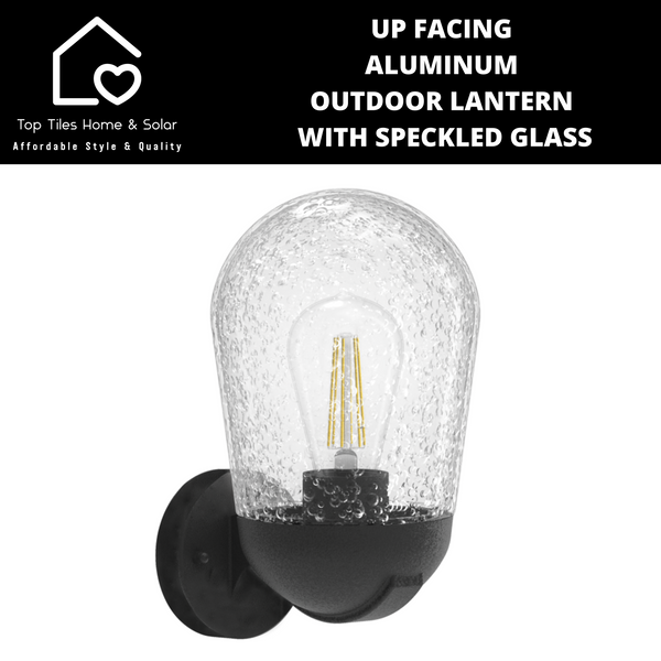 Up Facing Aluminum Outdoor Lantern with Speckled Glass