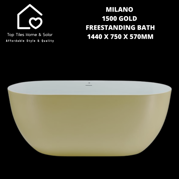Milano 1500 Gold Freestanding Bath - 1440 x 750 x 570mm
