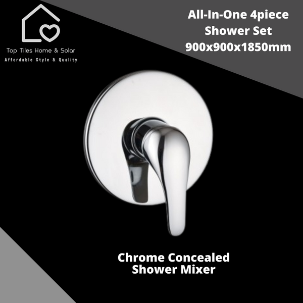 All-In-One 4Piece Chrome Shower Combo - 900x900x1850mm