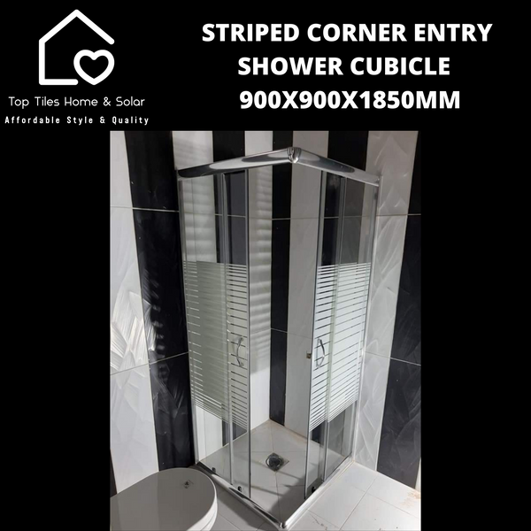 Striped Corner Entry Shower Cubicle - 900 x 900 x 1850mm