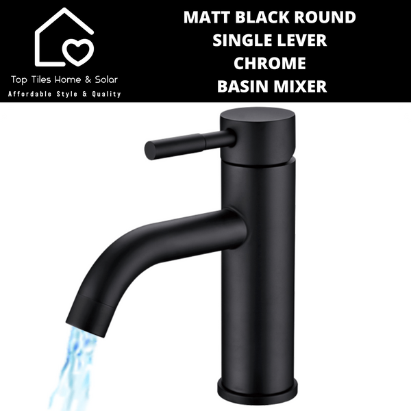 Matt Black Round Single Lever Chrome Basin Mixer