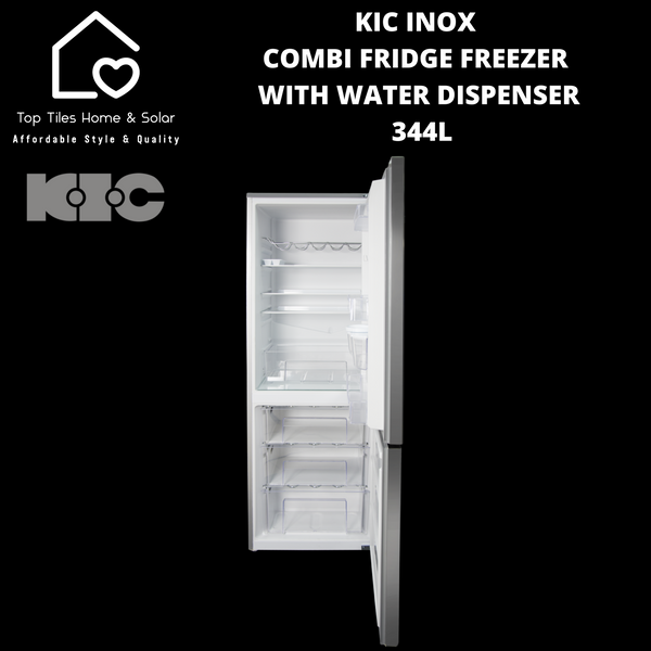 KIC Inox Combi Fridge Freezer with Water Dispenser - 344L