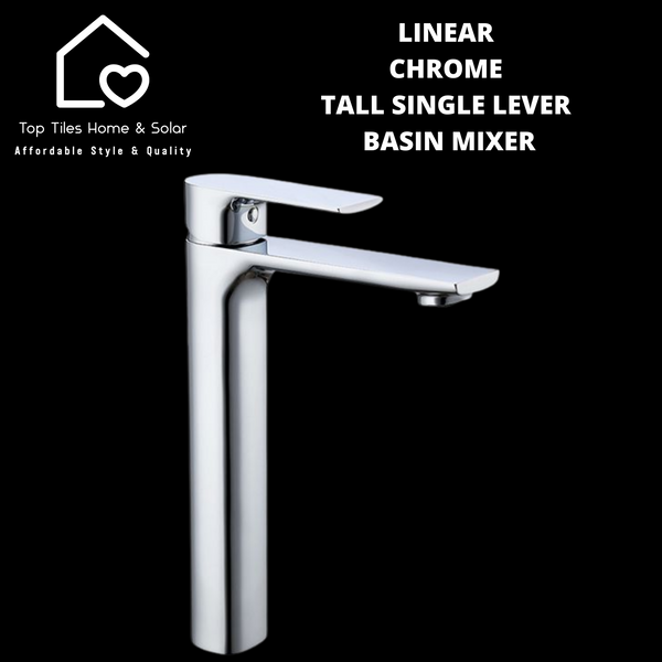 Linear Chrome Tall Single Lever Basin Mixer