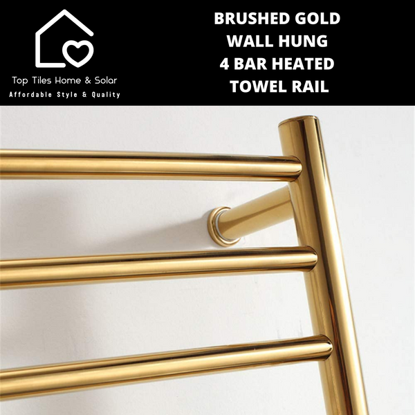 Brushed Gold Wall Hung 4 Bar Heated Towel Rail