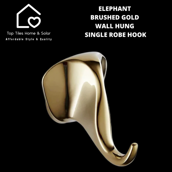 Elephant Brushed Gold Wall Hung Single Robe Hook