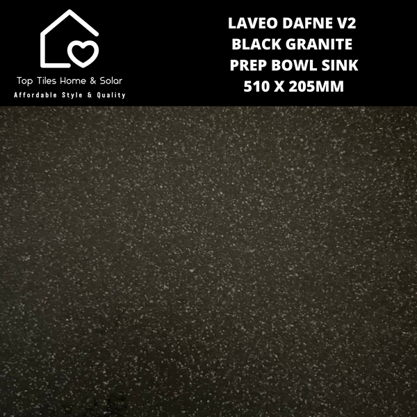 Laveo Dafne V2 Black Granite Prep Bowl Sink - 510 x 205mm