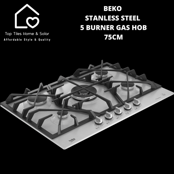 Beko Stainless Steel 5 Burner Gas Hob - 75cm