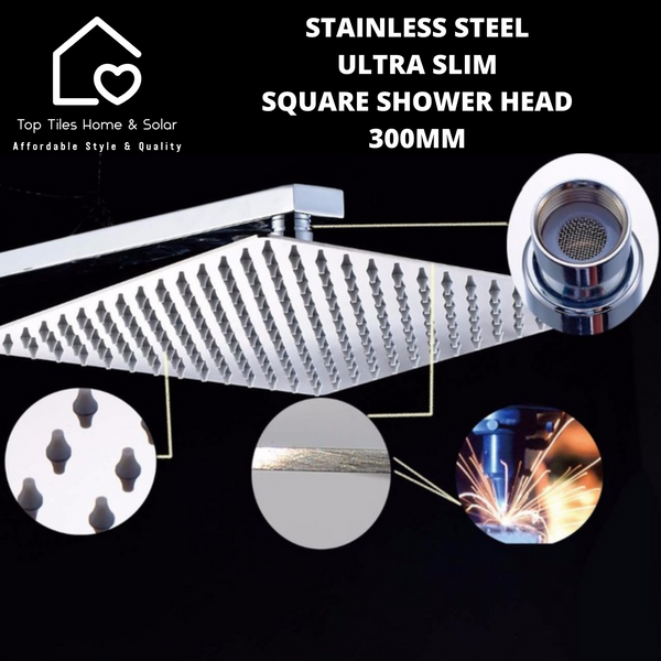 Stainless Steel Ultra Slim Square Shower Head - 300mm