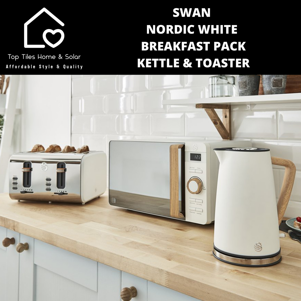 Swan Nordic White Breakfast Pack Kettle Toaster Top Tiles