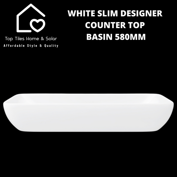 White Slim Designer Counter Top Basin 580mm