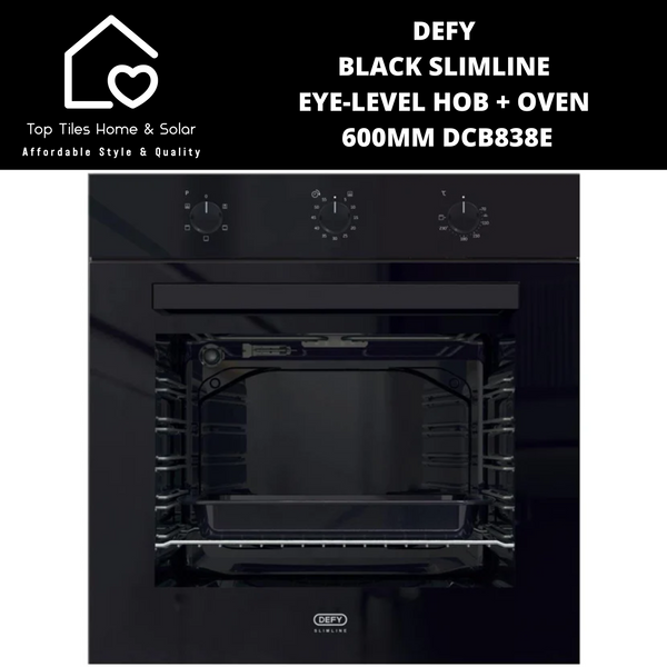 DEFY Black Slimline Eye-Level Hob + Oven - 600mm DCB838E