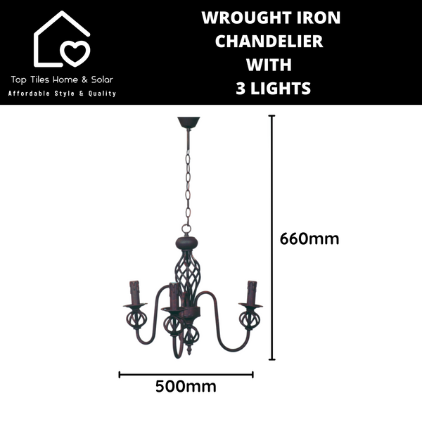 Wrought Iron Chandelier with - 3 Lights