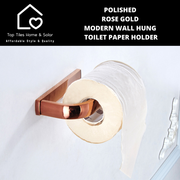 Polished Rose Gold Modern Wall Hung Toilet Paper Holder
