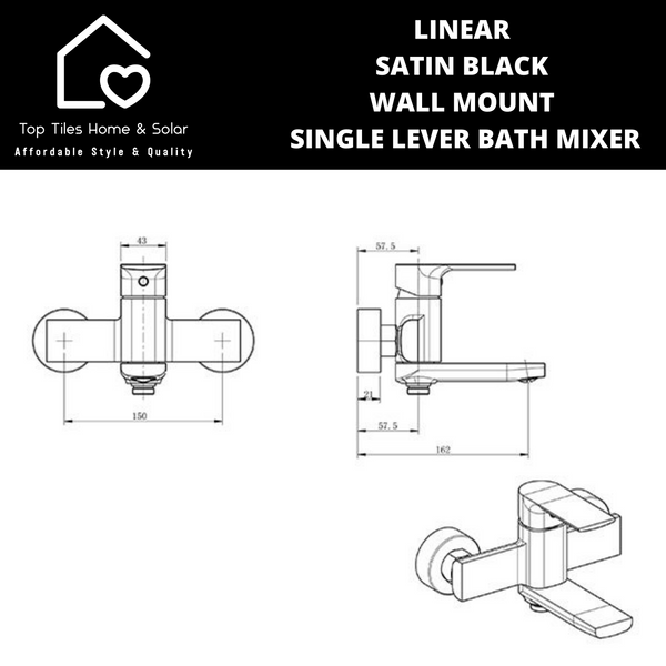 Linear Satin Black Wall Mount Single Lever Bath Mixer