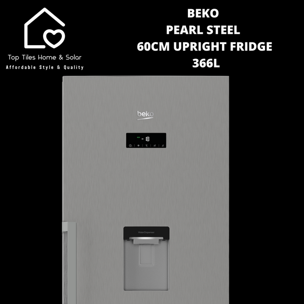 Beko Pearl Steel 60cm Upright Full Fridge - 366L