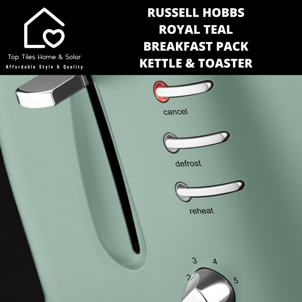 Russell Hobbs Royal Teal Breakfast Pack Kettle Toaster Top