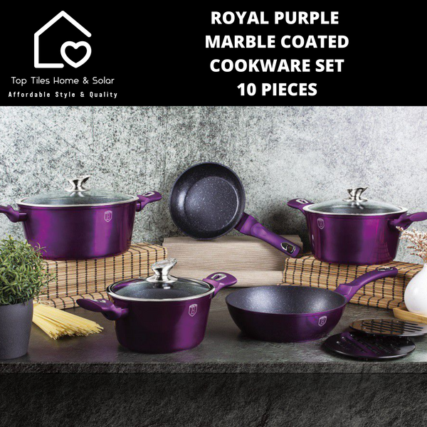Royal Purple Marble Coated Cookware Set - 10 Pieces