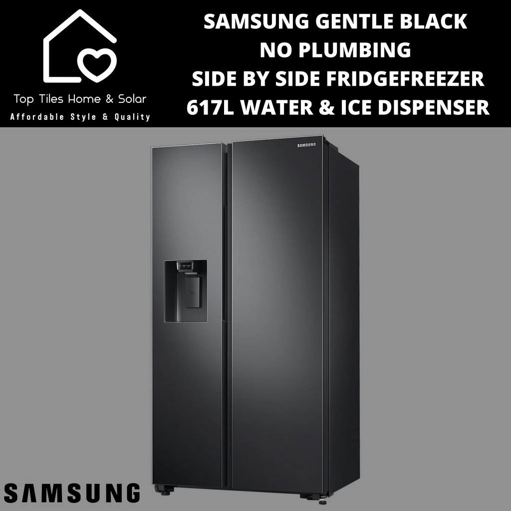 Samsung Gentle Black No Plumbing Side by Side Fridge Freezer 617L