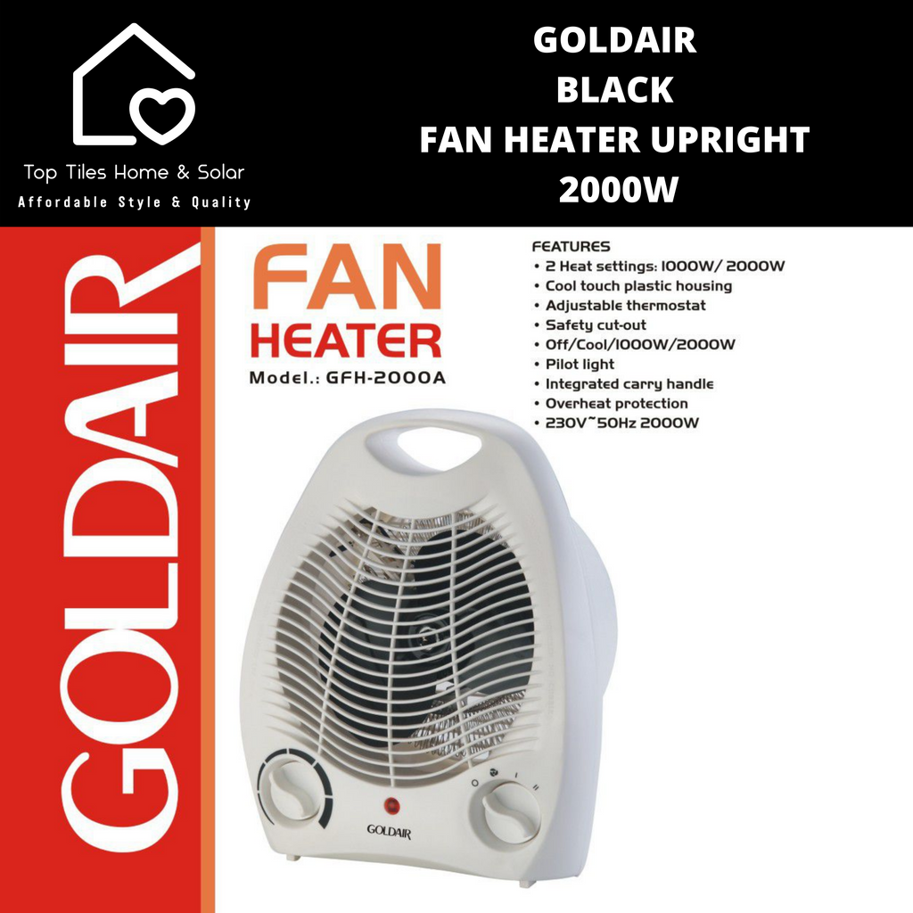 Goldair White Fan Heater Upright - 2000W – Top Tiles Home u0026 Solar