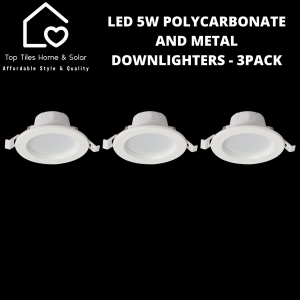 LED 5W Polycarbonate and Metal Downlighters - 3Pack