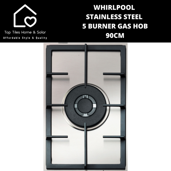 Whirlpool Stainless Steel 5 Burner Gas Hob - 90cm