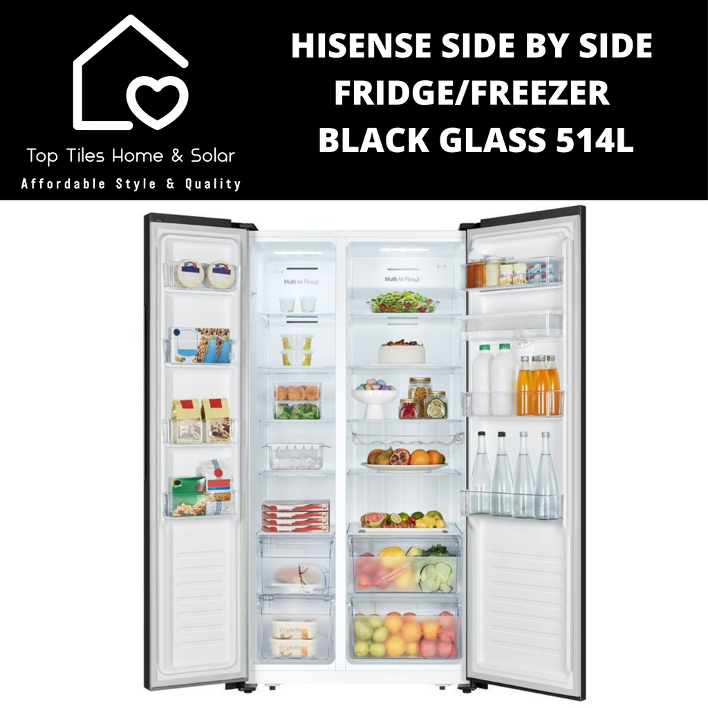 Hisense Side by Side Fridge with Mirror Glass 514L Water