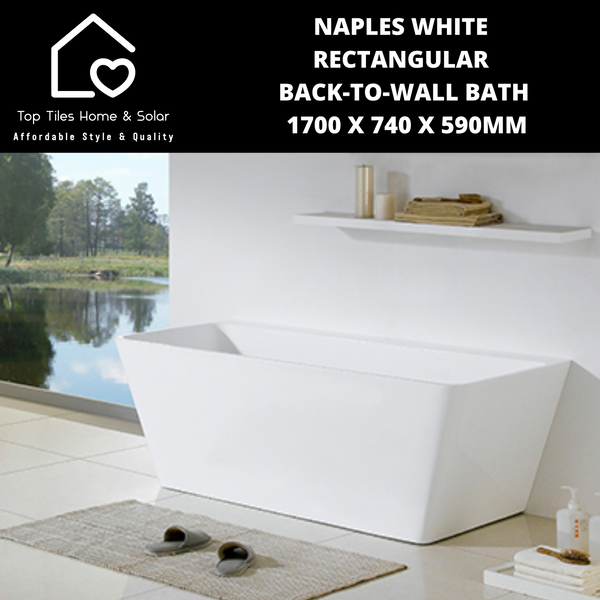Naples White Rectangular Back-To-Wall Bath - 1700 x 740 x 590mm
