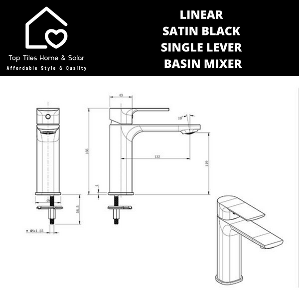 Linear Satin Black Single Lever Basin Mixer