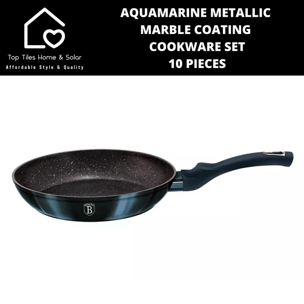 Aquamarine Metallic Marble Coating Cookware Set - 10 Pieces