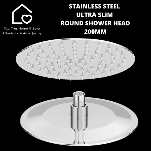 Stainless Steel Ultra Slim Round Shower Head - 200mm