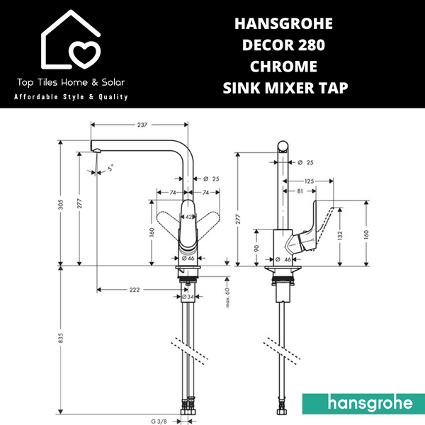 Hansgrohe Decor 280 Chrome Sink Mixer Tap
