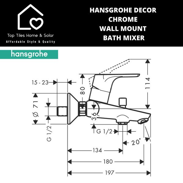 Hansgrohe Decor Chrome Wall Mount Bath Mixer