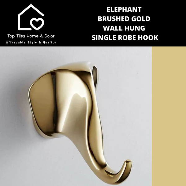 Elephant Brushed Gold Wall Hung Single Robe Hook