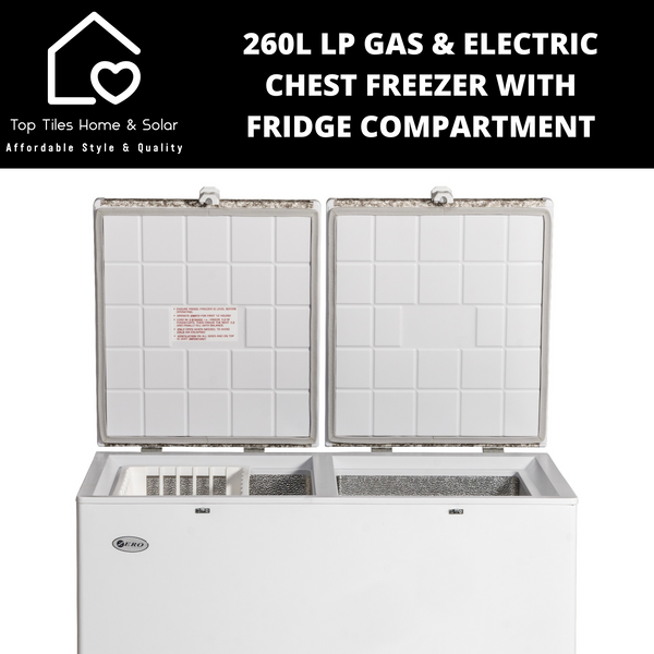 White LP Gas & Electric Double Bin Fridge Freezer- 260L