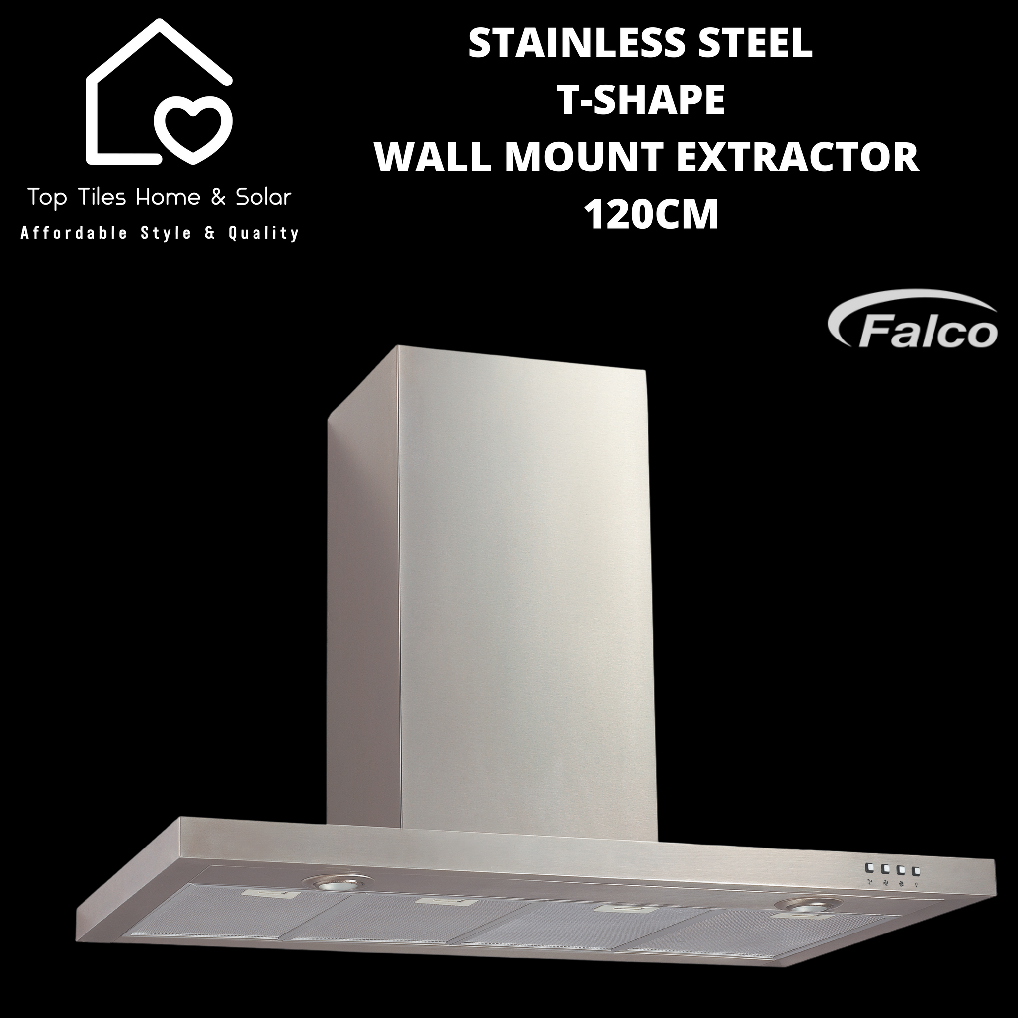 Falco Stainless Steel T-Shape Wall Mount Cookerhood - 120cm FAL-90-2245SG