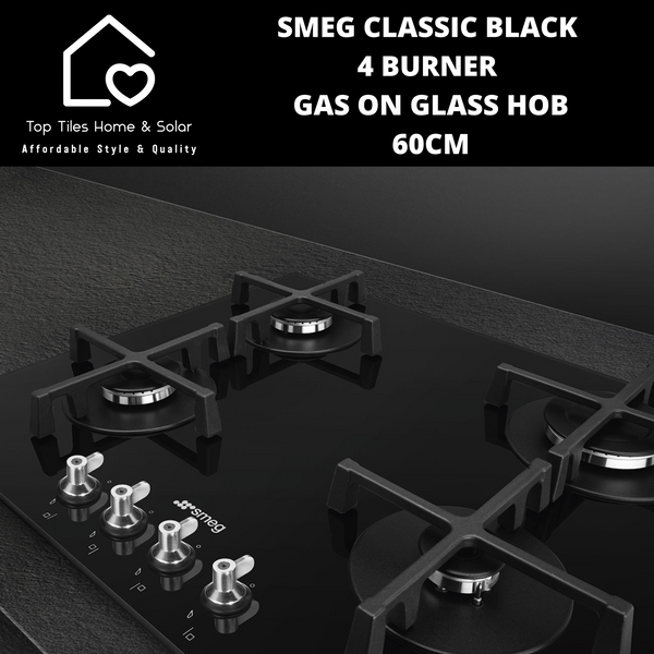 Smeg Classic Black 4 Burner Gas on Glass Hob - 60cm