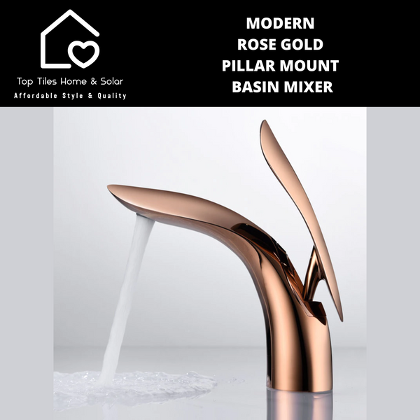 Modern Rose Gold Pillar Mount Basin Mixer