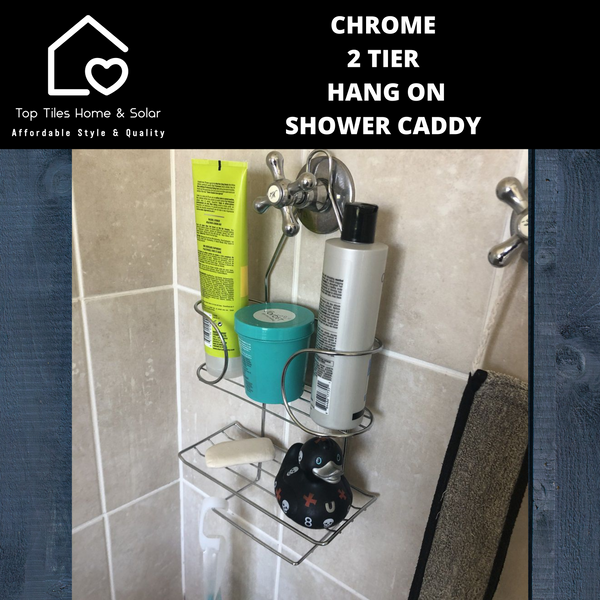 Chrome 2 Tier Hang On Shower Caddy
