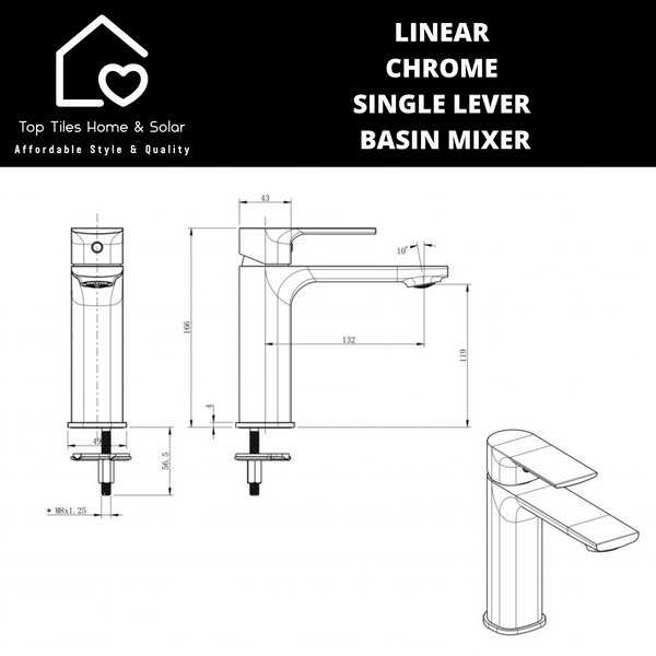 Linear Chrome Single Lever Basin Mixer