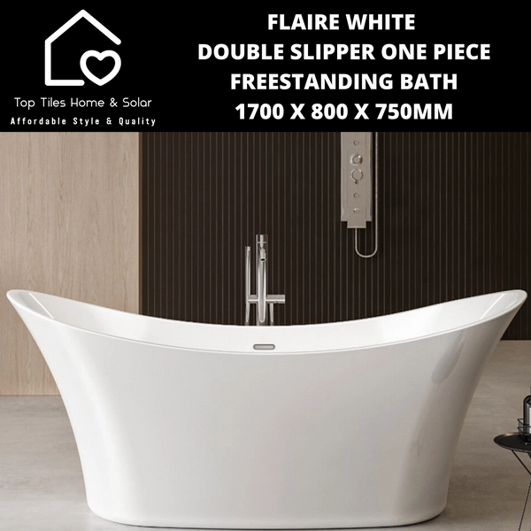Flaire White Double Slipper One Piece Freestanding Bath - 1700 x 800 x 750mm