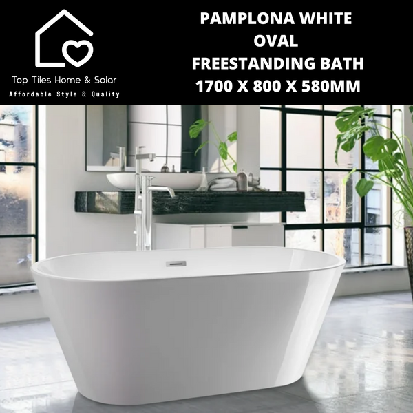 Pamplona White Oval Freestanding Bath - 1700 x 800 x 580mm