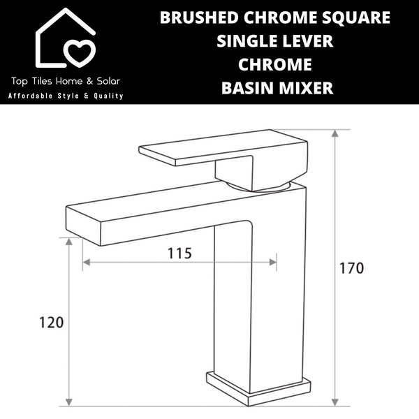 Brushed Chrome Square Single Lever Chrome Basin Mixer