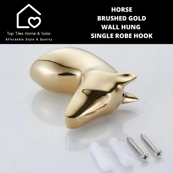 Horse Brushed Gold Wall Hung Single Robe Hook