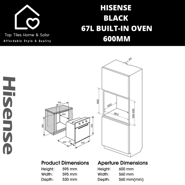 Hisense Black 67L Built-in Oven - 60cm