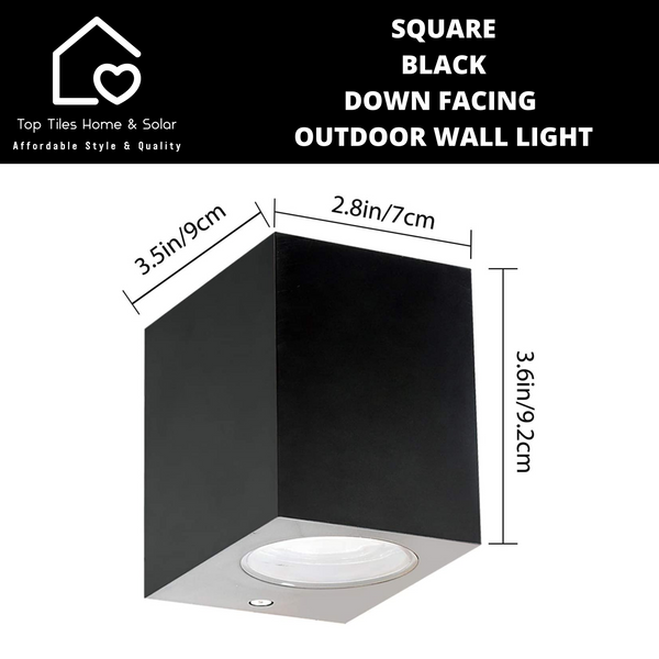Square Black Down Facing Outdoor Wall Light