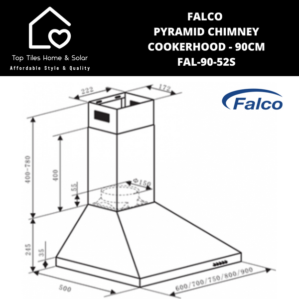 Falco Pyramid Chimney Cookerhood - 90cm FAL-90-52S