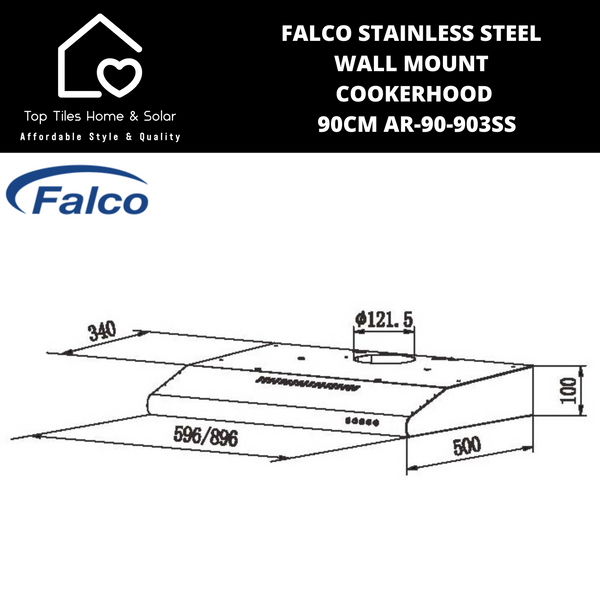 Falco Stainless Steel Wall Mount Cookerhood - 90cm AR-90-903SS