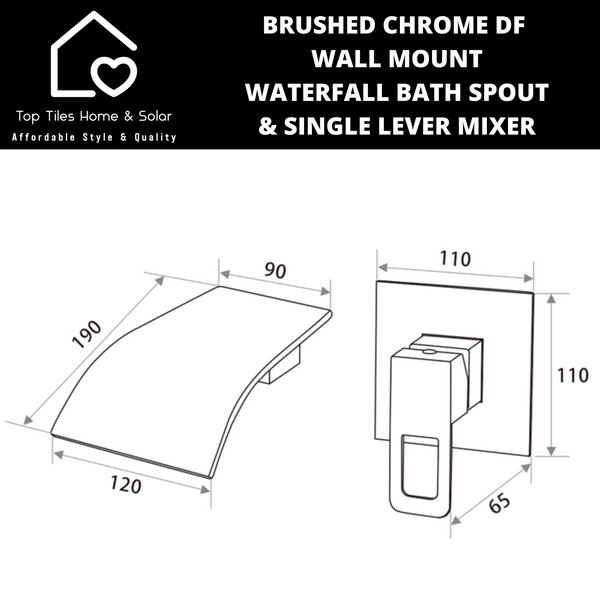 Brushed Chrome DF Wall Mount Waterfall Bath Spout & Single Lever Mixer