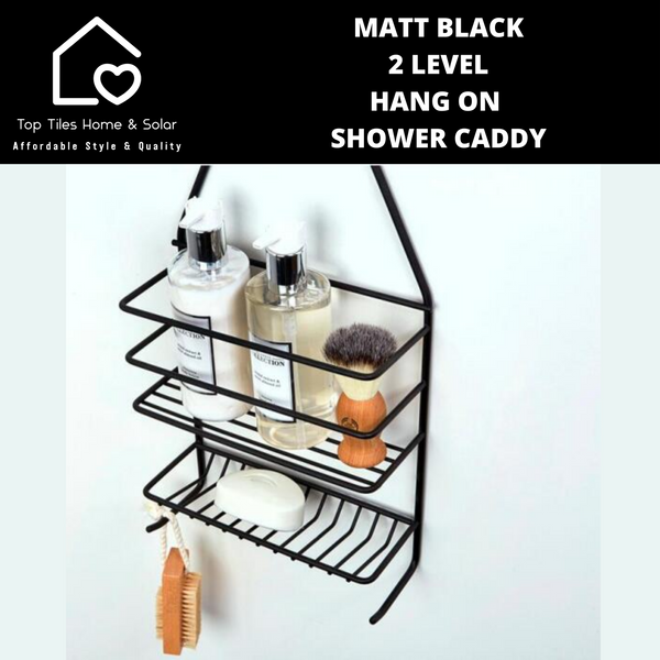 Matt Black 2 Level Hang On Shower Caddy